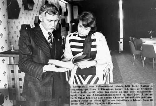 1978 - Ineke Bakker, aðalritari FIDE í heimsókn í tengslum við framboð Friðriks