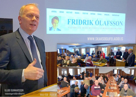 FRIÐRIKSVEFURINN OPNAÐUR - Illugi Gunnarsson ávarpar samkomuna